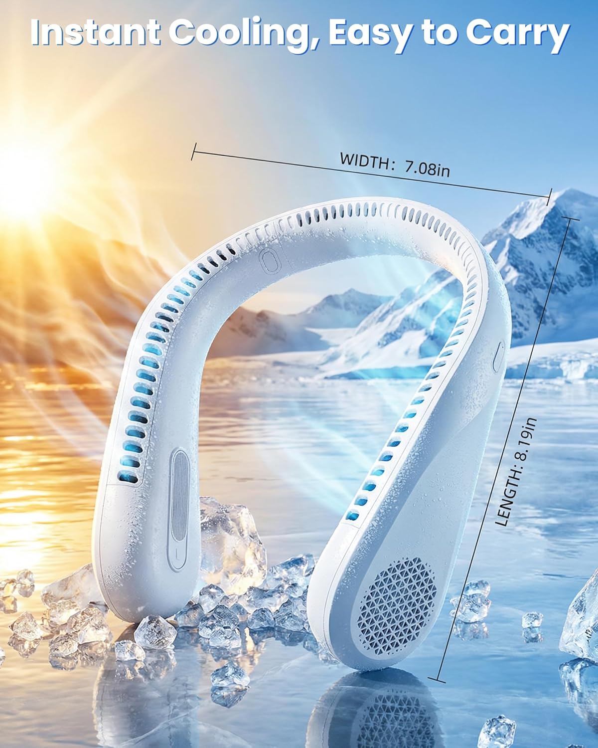 Portable Neck Fan - Rechargeable Personal Fan, 20 Hours Cooling Time, No Hair Tangling, Hands-Free Bladeless Fan for Travel, Birthday Gifts for Women and Men