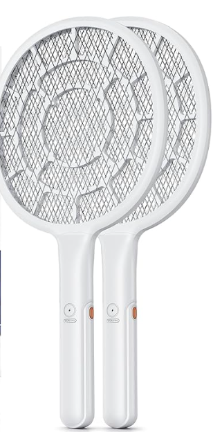 Electric Fly Swatter, Bug Zapper Companion, Mosquito Killer Racket | Gold Zone Voltage, Densest 3mm Mesh, Apple-Like Weight, AA Battery Operated (not incl) - Pro Swat Tips for Indoor & Outdoor